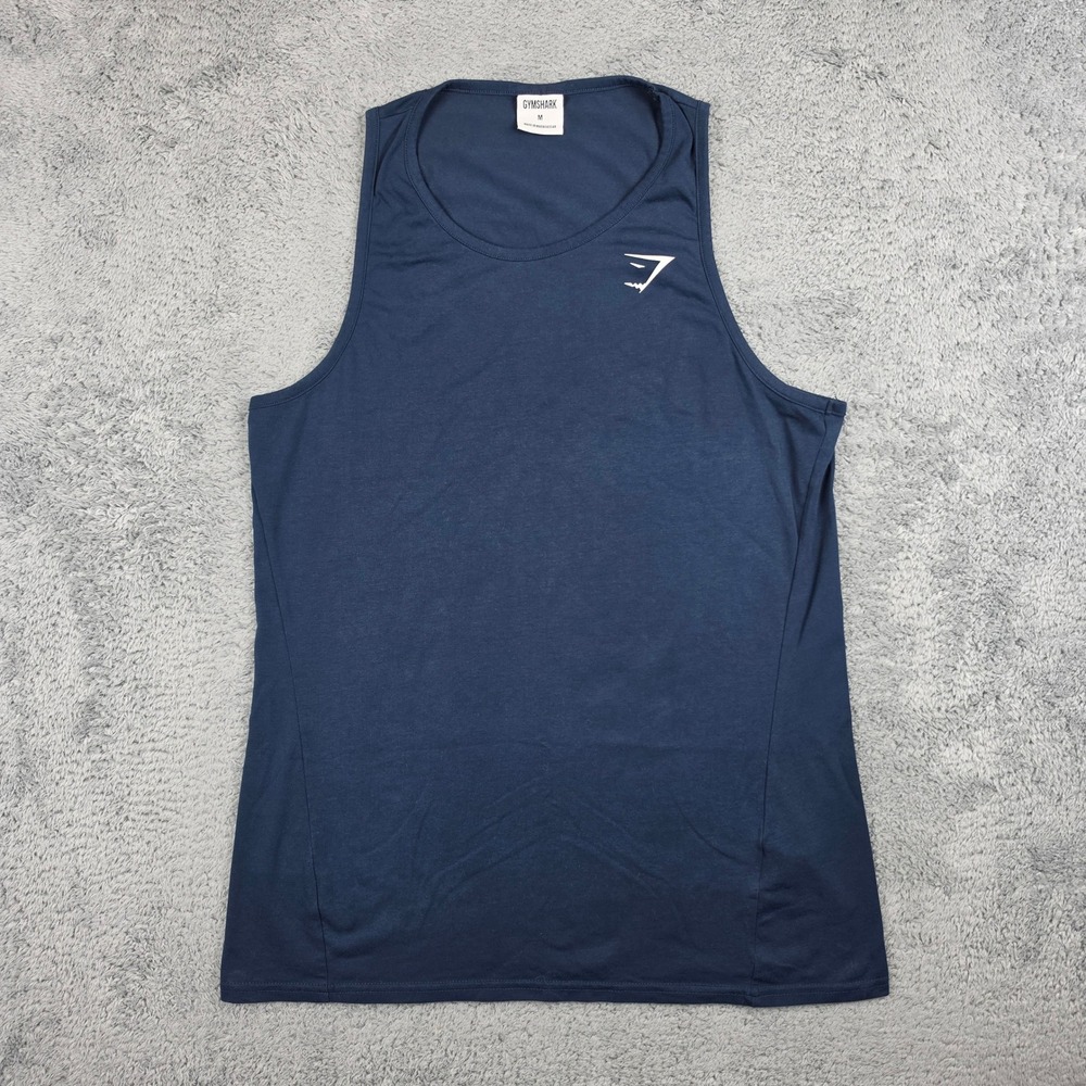 Gymshark Critical Tank Top Mens M Navy Blue Athletic Logo Sleeveless Gym Shirt